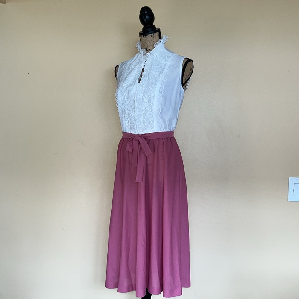 Vintage Ruffled Lace Trim Dress with Bolero